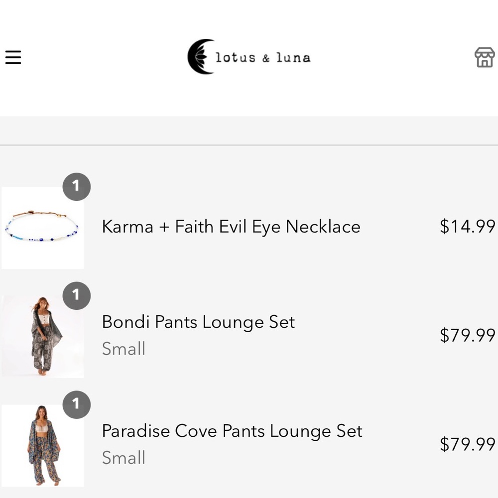 I have two lotus &Luna lounge sets both size small pants